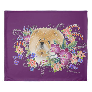 GARDEN DANCE Chow - King Duvet Cover -eggplant