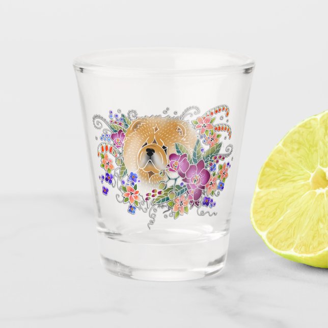 GARDEN DANCE  Chow shot glass (Front)