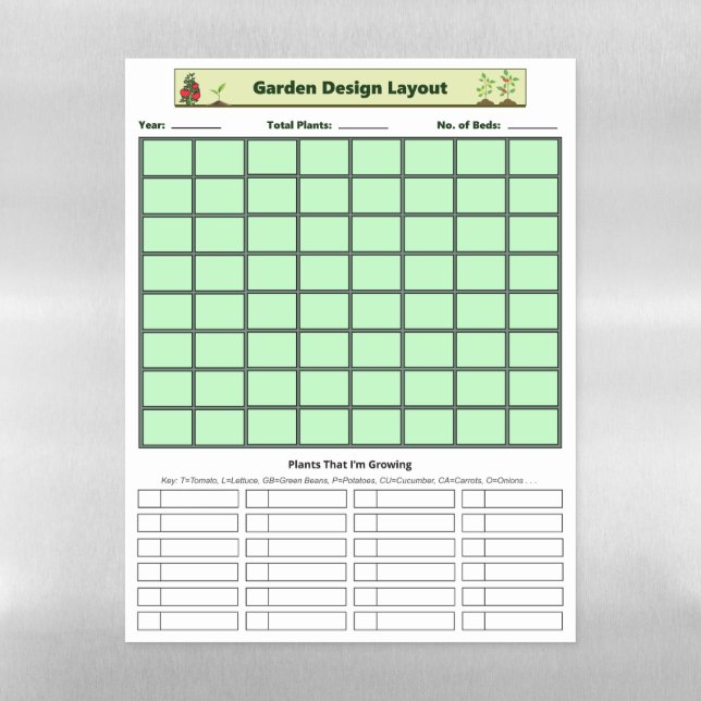 Garden Design Layout Magnetic Dry Erase Sheet (Vertical)