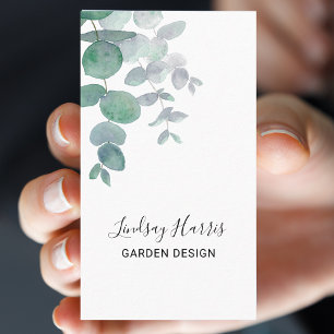 Garden Design Watercolor Eucalyptus Business Card