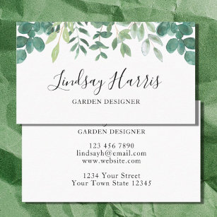 Garden Designer Watercolor Eucalyptus Foliage  Business Card