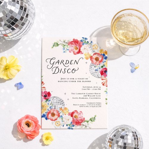 Garden Disco Floral Party Invitation