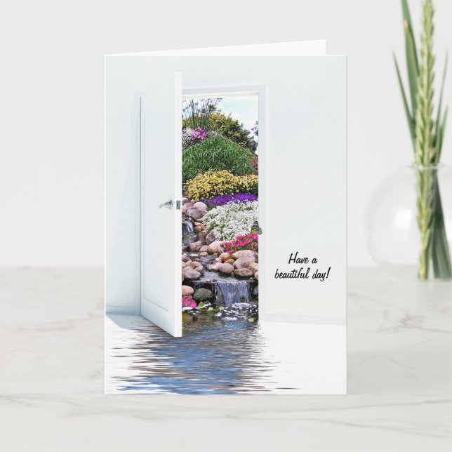 garden door and waterfalls card (Front)