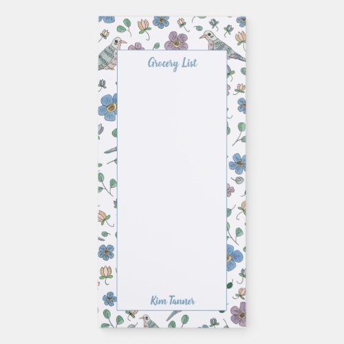 Garden Doves Pretty Birds List Magnetic Notepad