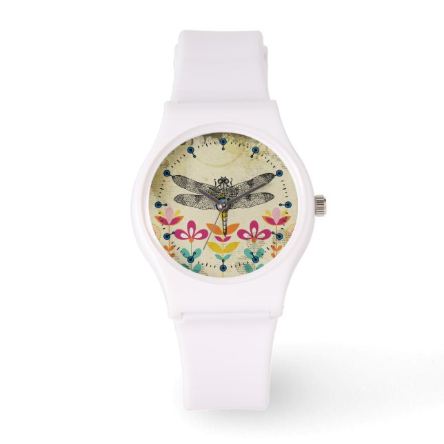Garden Dragonfly Silicone Sport Watch (Front)