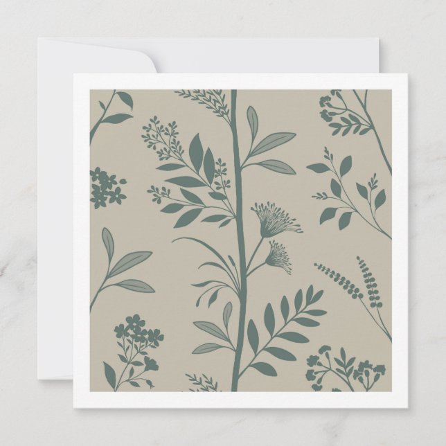 Garden Dream Elegant Vertical Botanical Silhouette Note Card (Front)