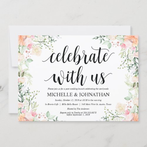 Garden Elegance Floral Post Wedding Brunch Invites