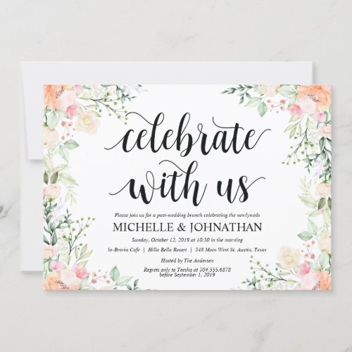 Garden Elegance Floral Post Wedding Brunch Invites