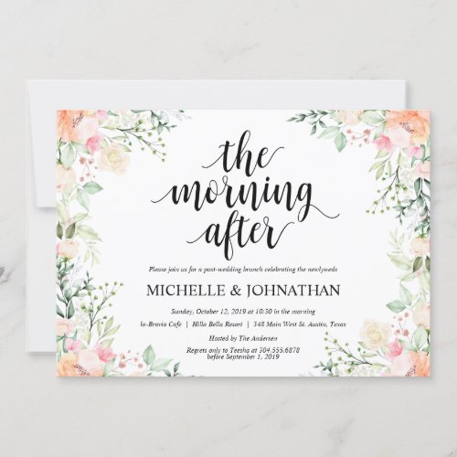 Garden Elegance Floral Post Wedding Brunch Invites