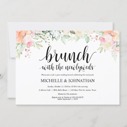 Garden Elegance Floral Post Wedding Brunch Invites