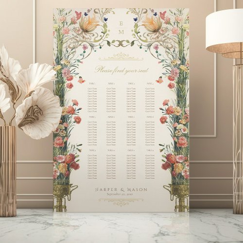 Garden Elegance Floral Wedding Seating Chart Foam Board