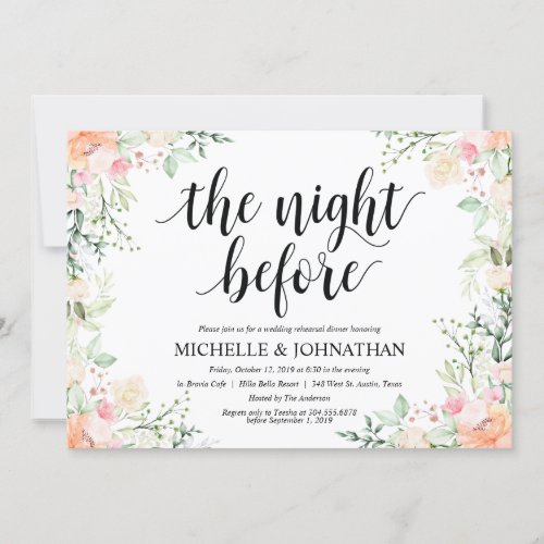 Garden Elegance Wedding Rehearsal Dinner Invites