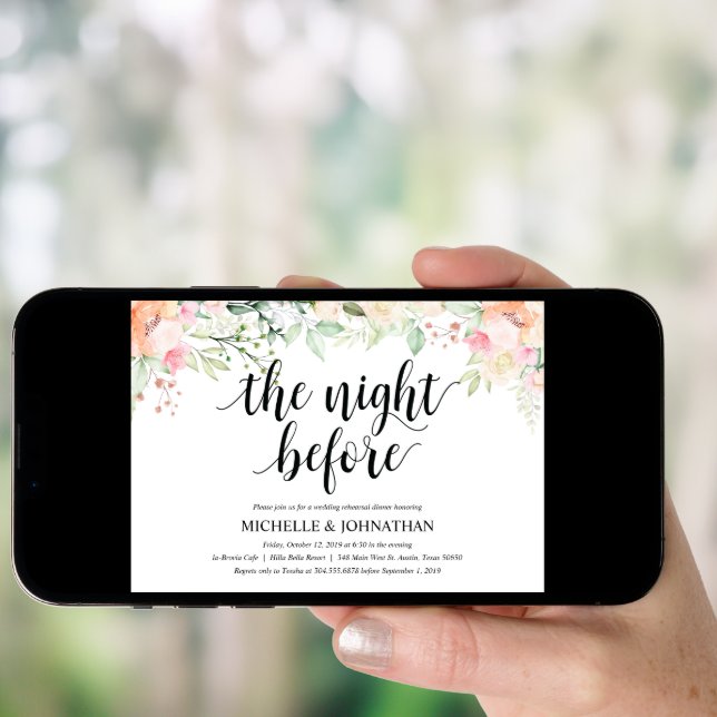 Garden Elegance Wedding Rehearsal Dinner Invites (Front Digital)