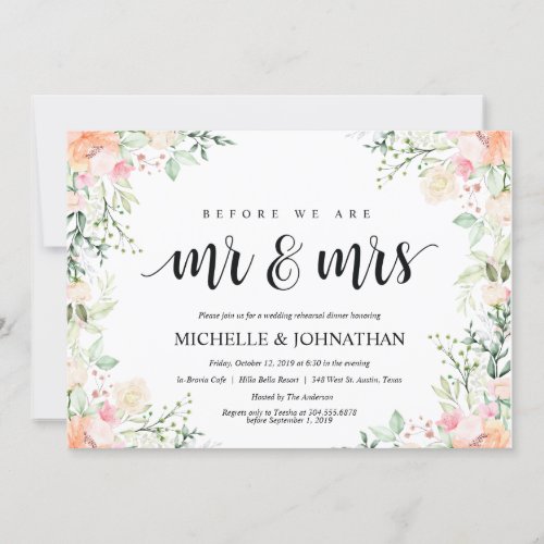 Garden Elegance Wedding Rehearsal Dinner Invites