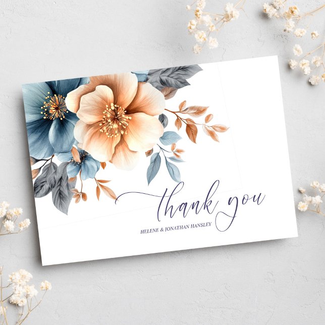 Garden Elegant Dusty Blue Terracotta Wedding Thank You Card (Garden Elegant Dusty Blue Terracotta Wedding Thank You Card)