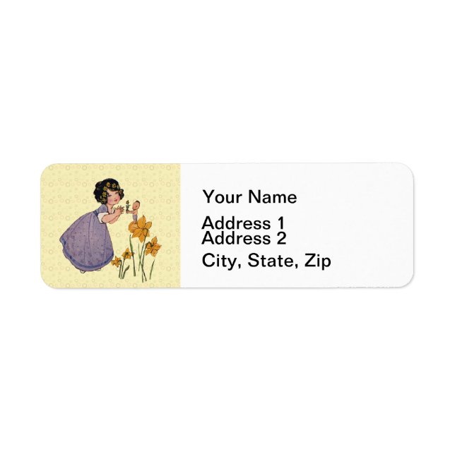 Garden Elf Daffodil Fairyland Spring Easter Label (Front)