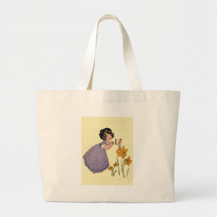 Garden Elf Daffodil Fairyland Spring Easter Large Tote Bag