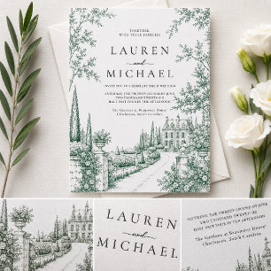 Garden Estate Luxury Wedding Letterpress Invitation
