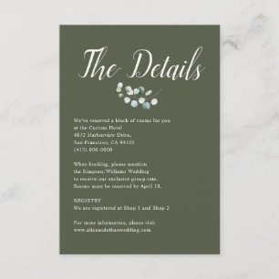Garden Eucalyptus Greenery Sage Wedding Details Enclosure Card