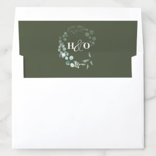Garden Eucalyptus Monogram Wedding Envelope Liner
