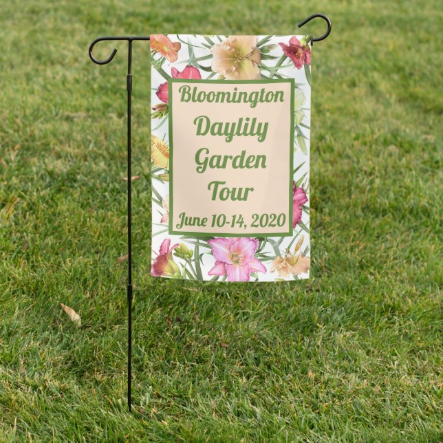 Garden Event Party Daylilies Floral Design Custom Garden Flag (In SItu)