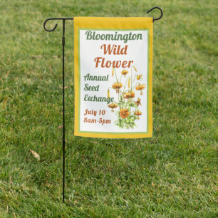 Garden Event Party Orange Wildflower Design Custom Garden Flag