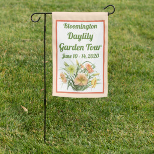 Garden Event Party Peach Yellow Daylily Custom Garden Flag