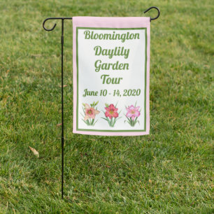 Garden Event Party Pink Daylilies Design Custom Garden Flag