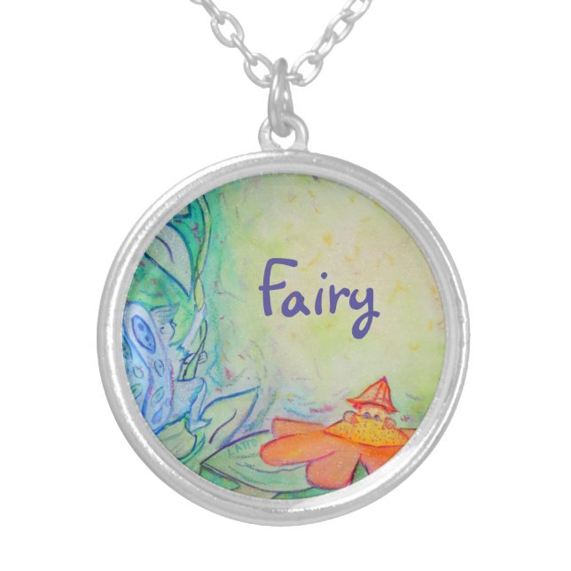 Garden Fairies Flower Art Custom Jewelry Necklace (Front)
