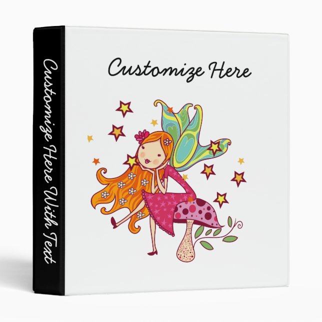 Garden Fairy on Mushroom 3 Ring Binder (Front/Spine)