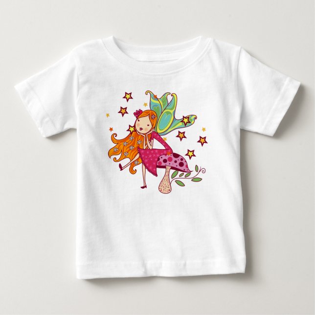 Garden Fairy on Mushroom Baby T-Shirt (Front)
