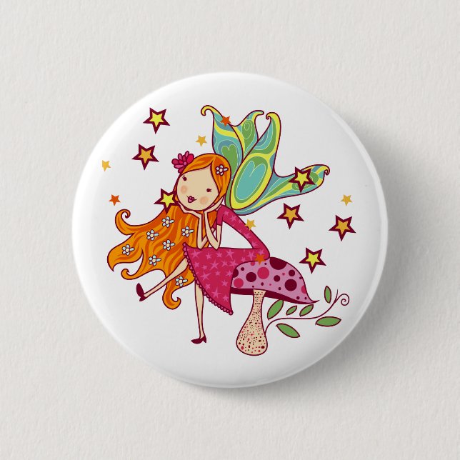 Garden Fairy on Mushroom Button (Front)