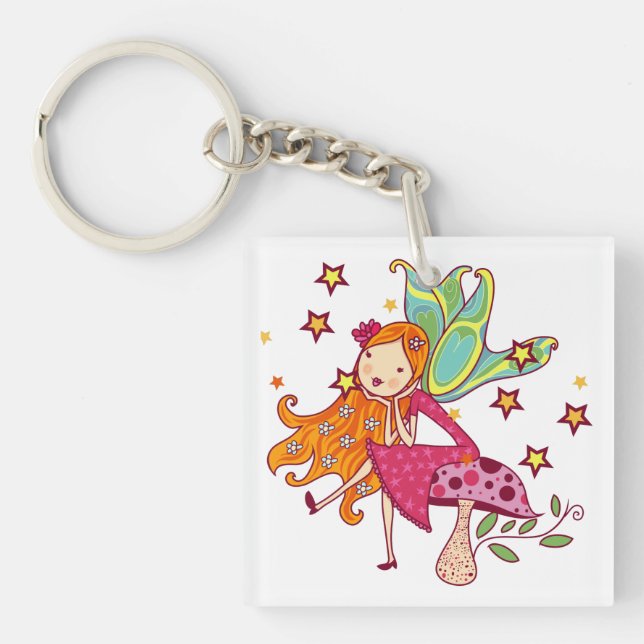 Garden Fairy on Mushroom Keychain (Front)