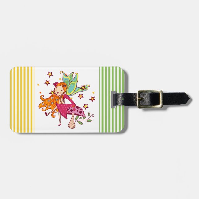 Garden Fairy on Mushroom Luggage Tag (Front Horizontal)
