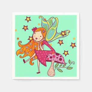 Garden Fairy on Mushroom Paper Napkins