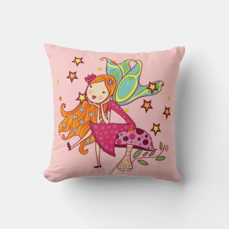 Garden Fairy on Mushroom Throw Pillow