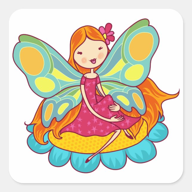 Garden Fairy Square Sticker (Front)