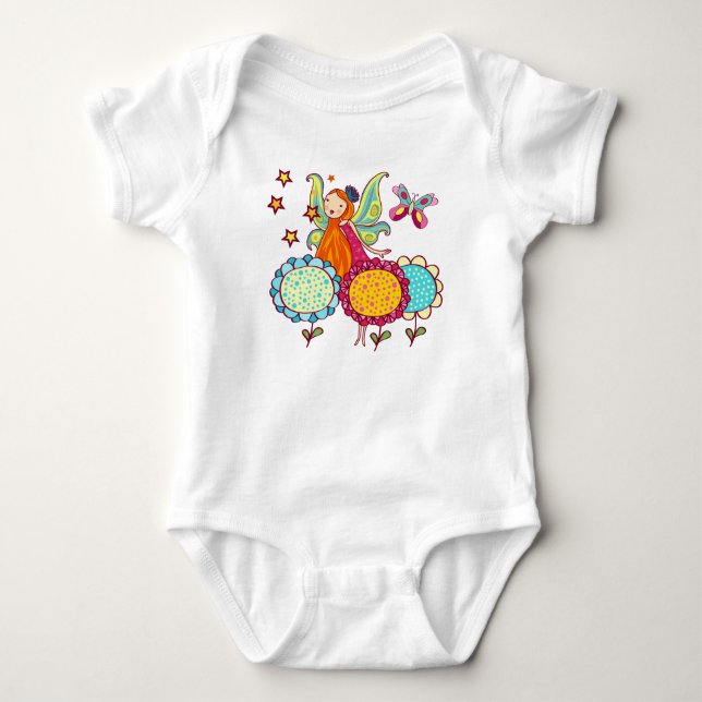 Garden Fairy With Flowers Baby Bodysuit (Front)