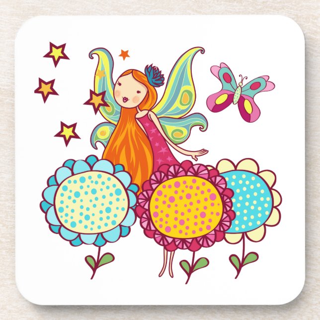 Garden Fairy With Flowers Beverage Coaster (Front)