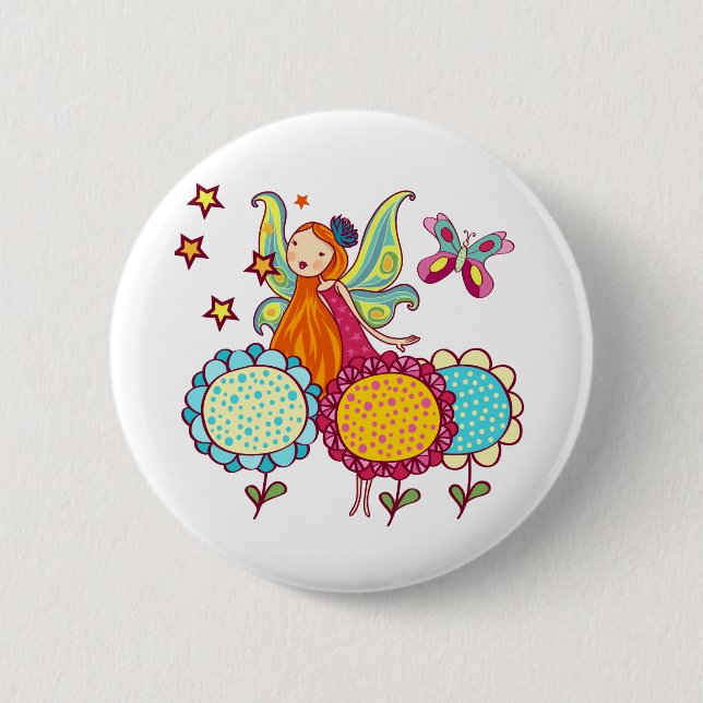 Garden Fairy With Flowers Button (Front)