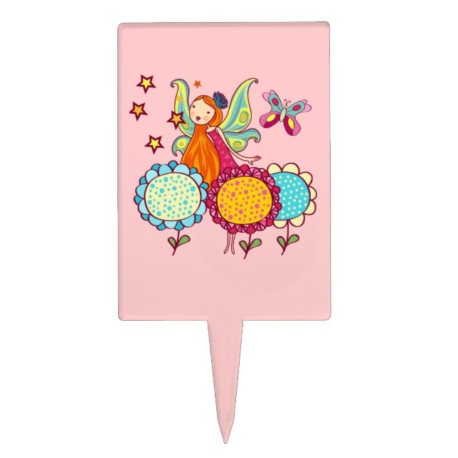 Garden Fairy With Flowers Cake Topper (Front)
