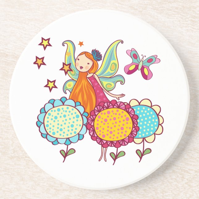 Garden Fairy With Flowers Drink Coaster (Front)