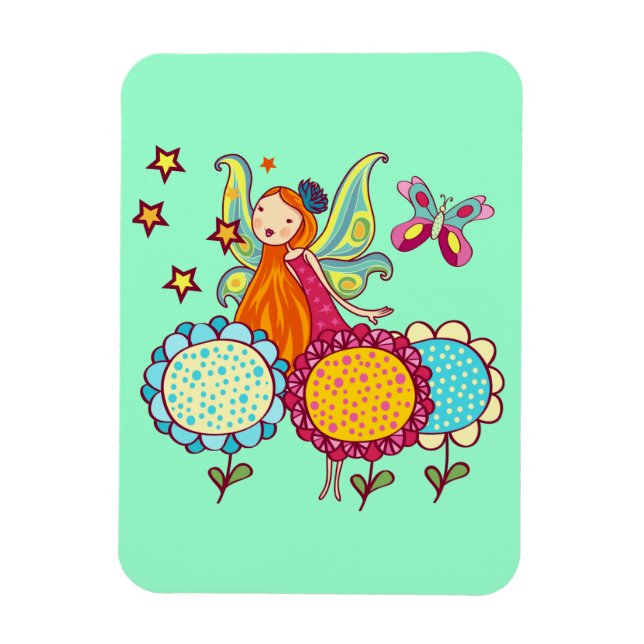 Garden Fairy With Flowers Magnet (Vertical)