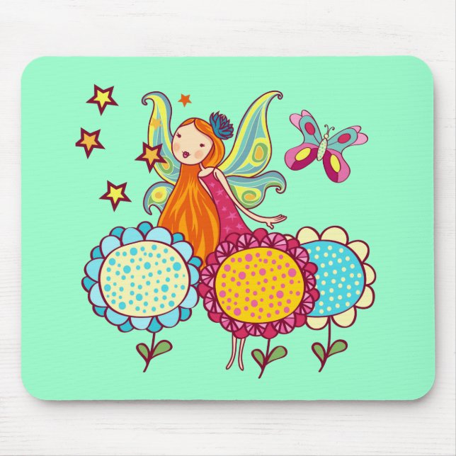 Garden Fairy With Flowers Mouse Pad (Front)
