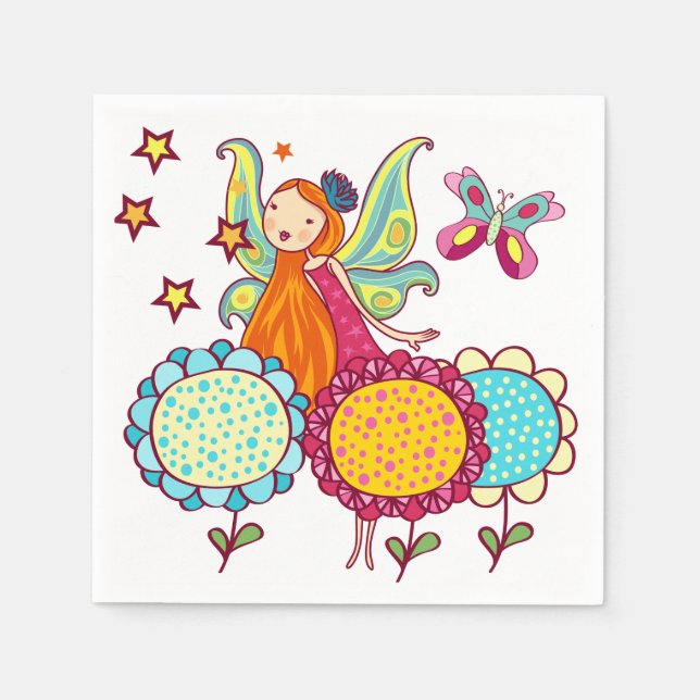 Garden Fairy With Flowers Napkins (Front)