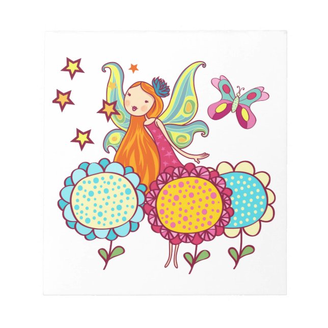 Garden Fairy With Flowers Notepad (Front)