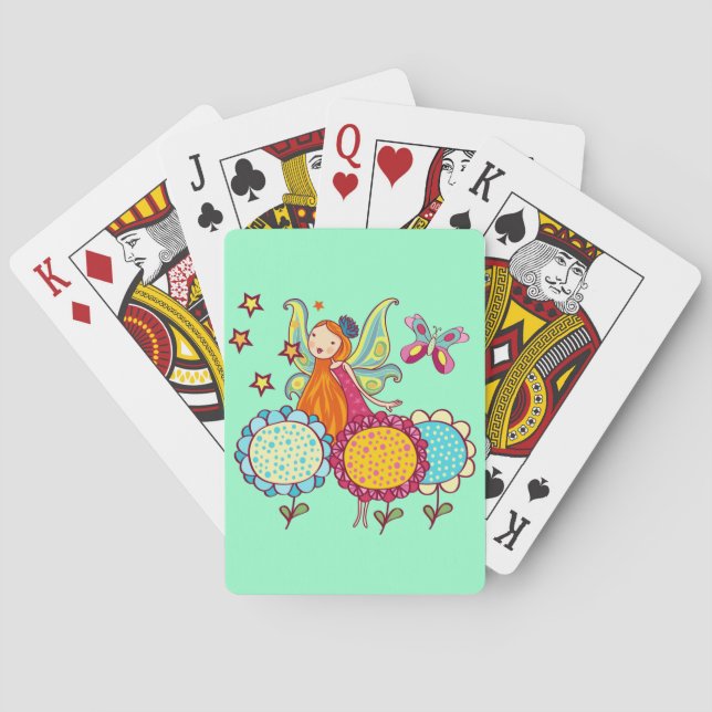 Garden Fairy With Flowers Poker Cards (Back)