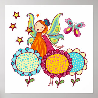 Garden Fairy With Flowers Poster