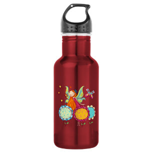 Garden Fairy With Flowers Water Bottle