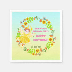 Garden Fairy with pet friends Birthday Party Napkins